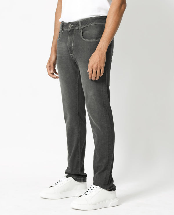 Rare Rabbit Men's Celebi Grey Mid Wash Mid-Rise Slim Fit Jeans