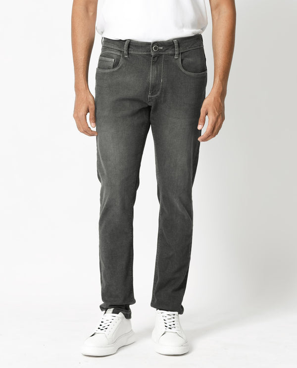 Rare Rabbit Men's Celebi Grey Mid Wash Mid-Rise Slim Fit Jeans