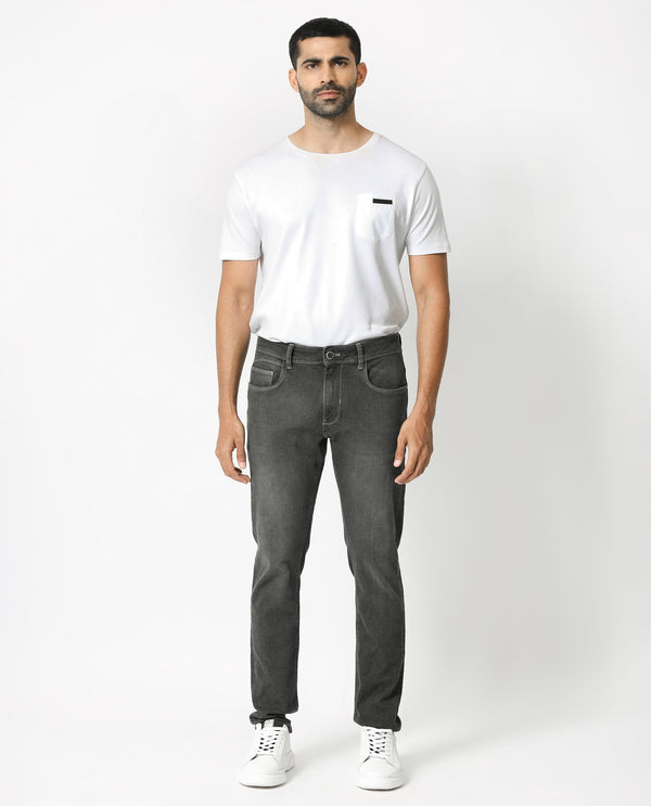 Rare Rabbit Men's Celebi Grey Mid Wash Mid-Rise Slim Fit Jeans