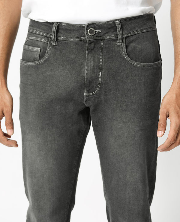 Rare Rabbit Men's Celebi Grey Mid Wash Mid-Rise Slim Fit Jeans