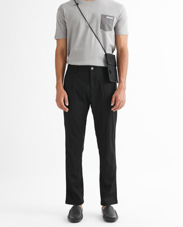 Rare Rabbit Men's Cellular Black Solid Mid-Rise Regular Fit Twill Trouser