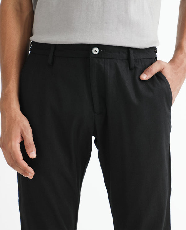 Rare Rabbit Men's Cellular Black Solid Mid-Rise Regular Fit Twill Trouser
