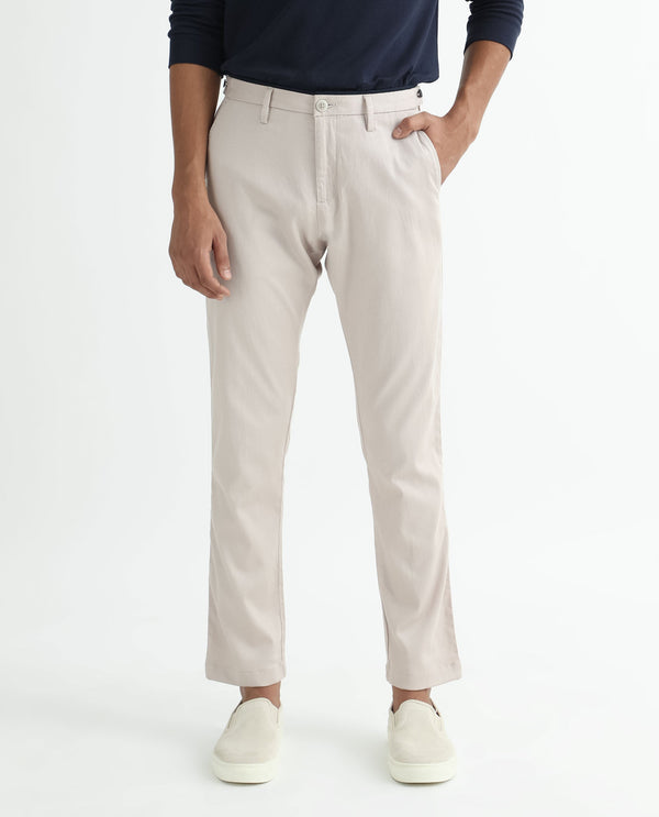 Rare Rabbit Men's Cellular Light Pink Solid Mid-Rise Regular Fit Twill Trouser