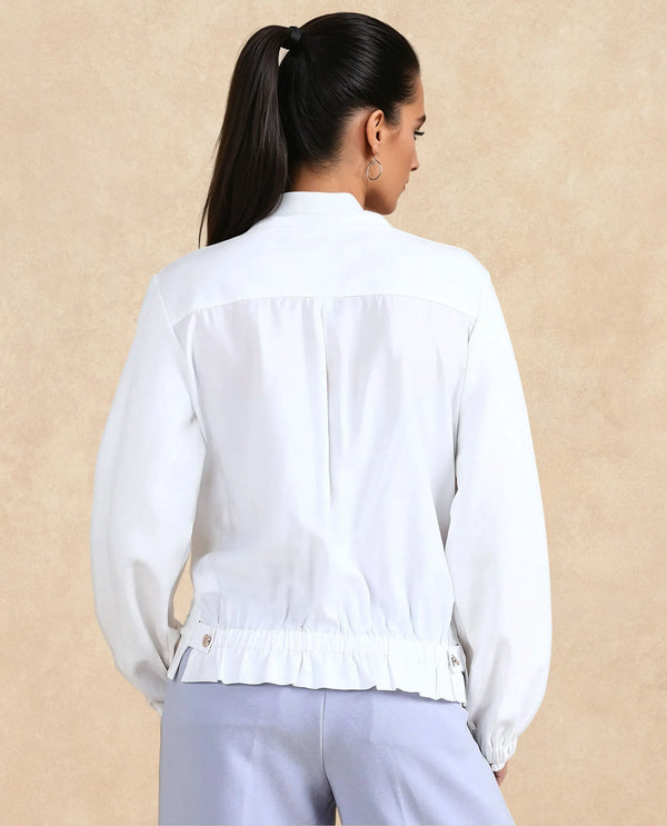 Rareism Women Century Off White Cotton Blend Fabric Sleeveless Round Neck Relaxed Fit Plain Sweatshirt