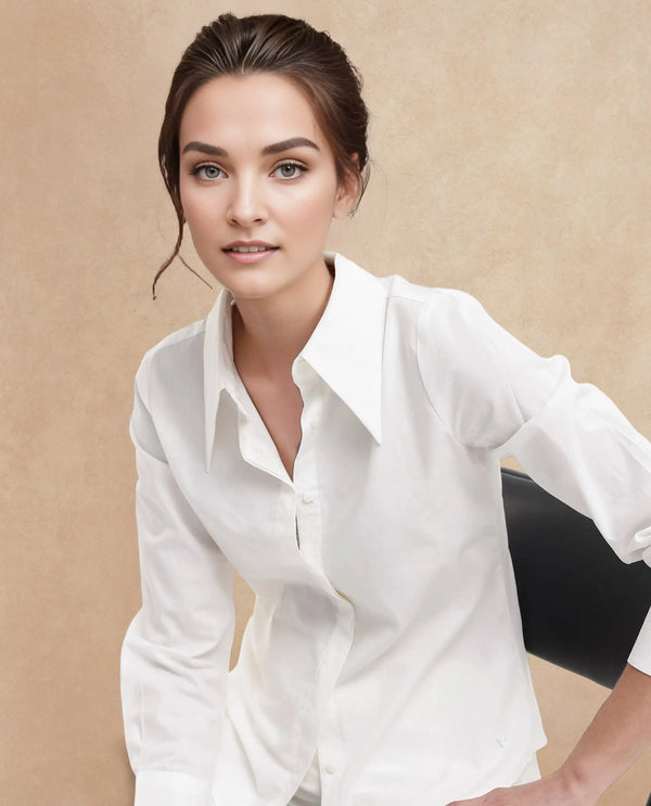 Rareism Women Ceos-SC White Cuffed Sleeve Collared Neck Plain Top