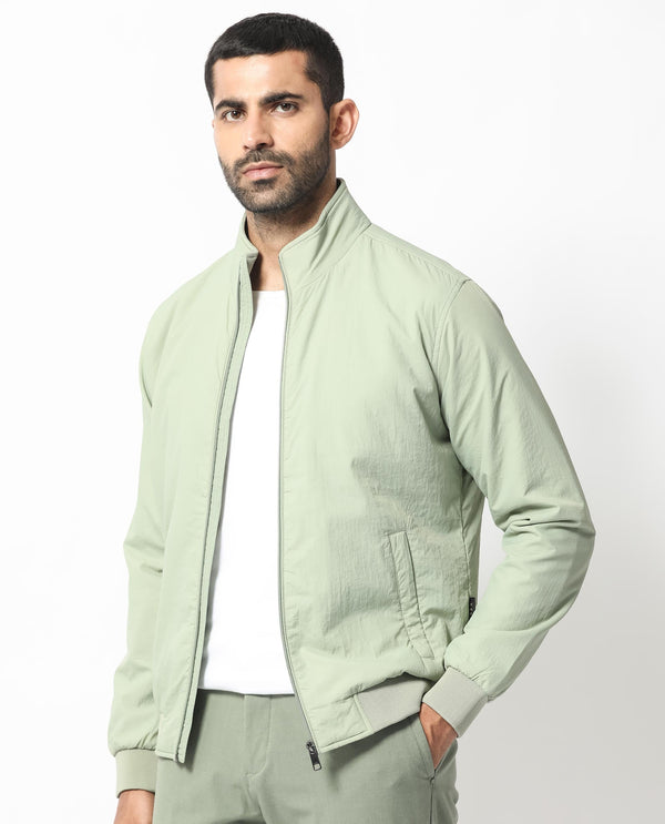 Rare Rabbit Men's Cerno Pastel Green High Neck Puffer Jacket