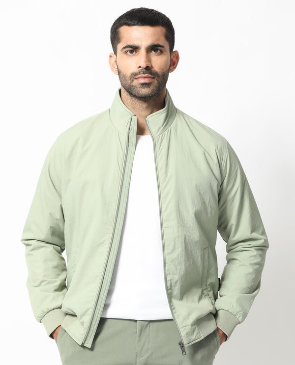Rare Rabbit Men's Cerno Pastel Green High Neck Puffer Jacket