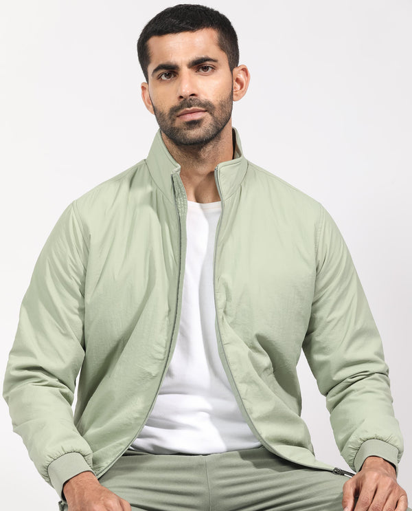 Rare Rabbit Men's Cerno Pastel Green High Neck Puffer Jacket