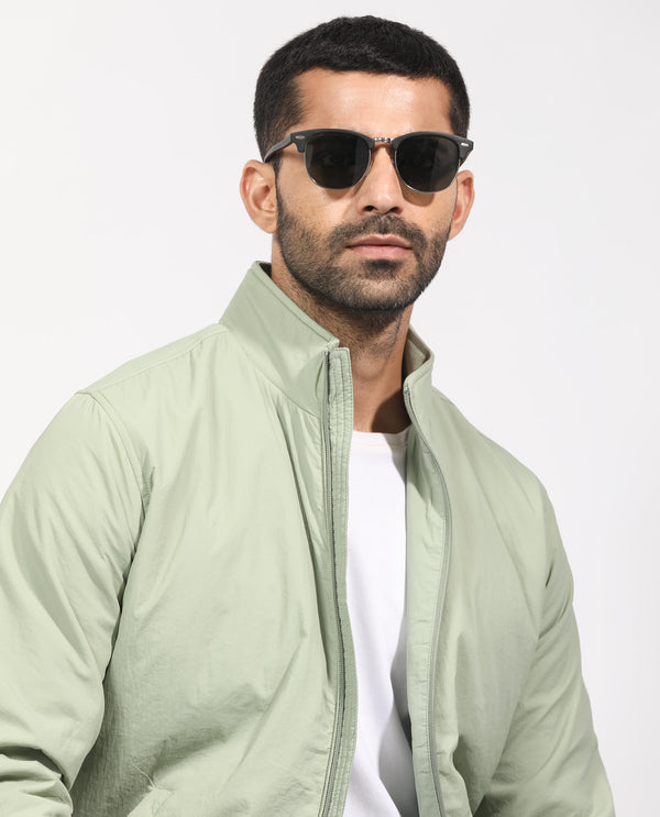 Rare Rabbit Men's Cerno Pastel Green High Neck Puffer Jacket