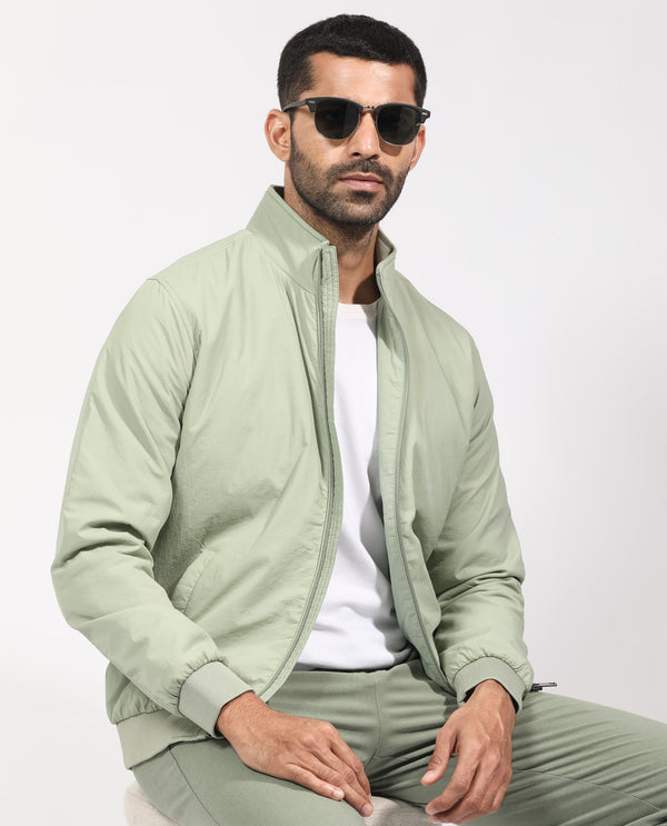 Rare Rabbit Men's Cerno Pastel Green High Neck Puffer Jacket