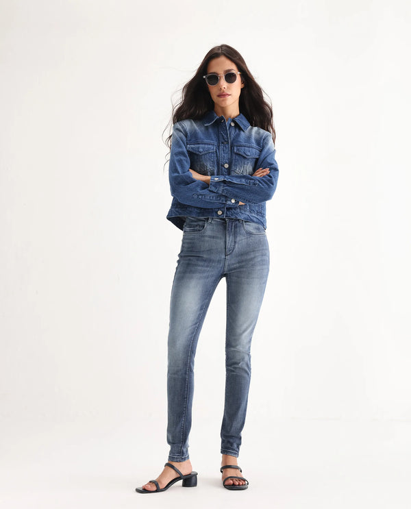 Rareism Womens Chalkhill Blue Jeans Cotton Elastane Fabric Skinny Fit Zipper Closure High Rise Waist Rise Ankle Length