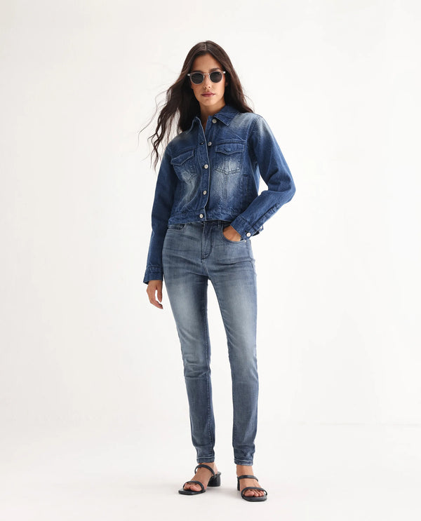 Rareism Womens Chalkhill Blue Jeans Cotton Elastane Fabric Skinny Fit Zipper Closure High Rise Waist Rise Ankle Length
