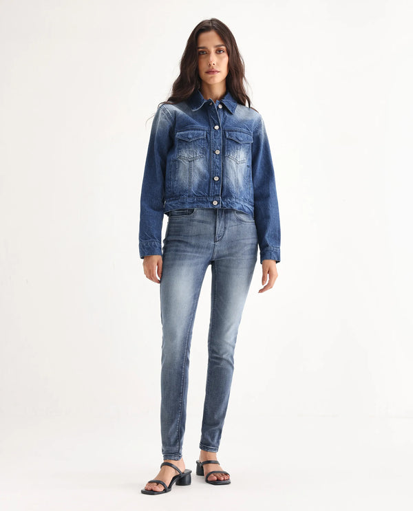 Rareism Womens Chalkhill Blue Jeans Cotton Elastane Fabric Skinny Fit Zipper Closure High Rise Waist Rise Ankle Length