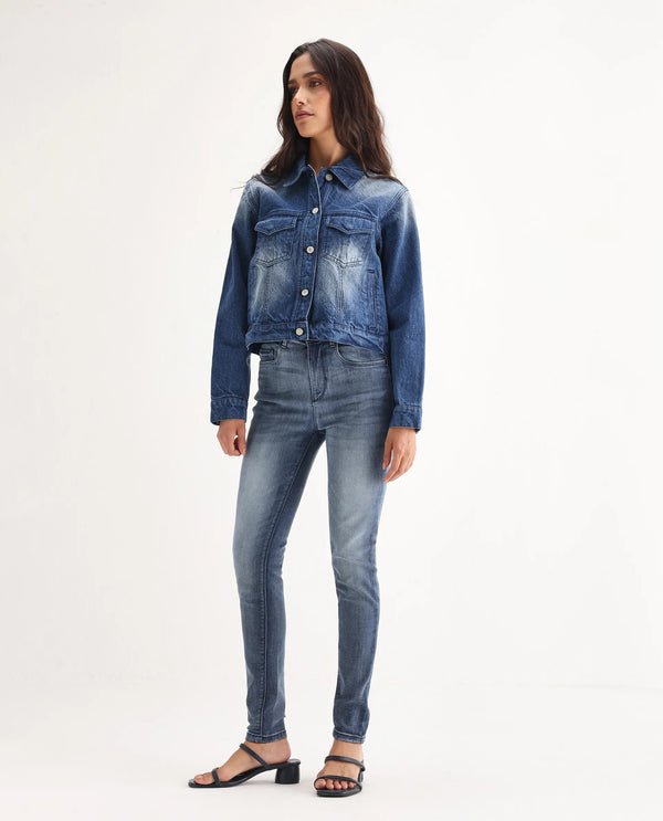 Rareism Womens Chalkhill Blue Jeans Cotton Elastane Fabric Skinny Fit Zipper Closure High Rise Waist Rise Ankle Length