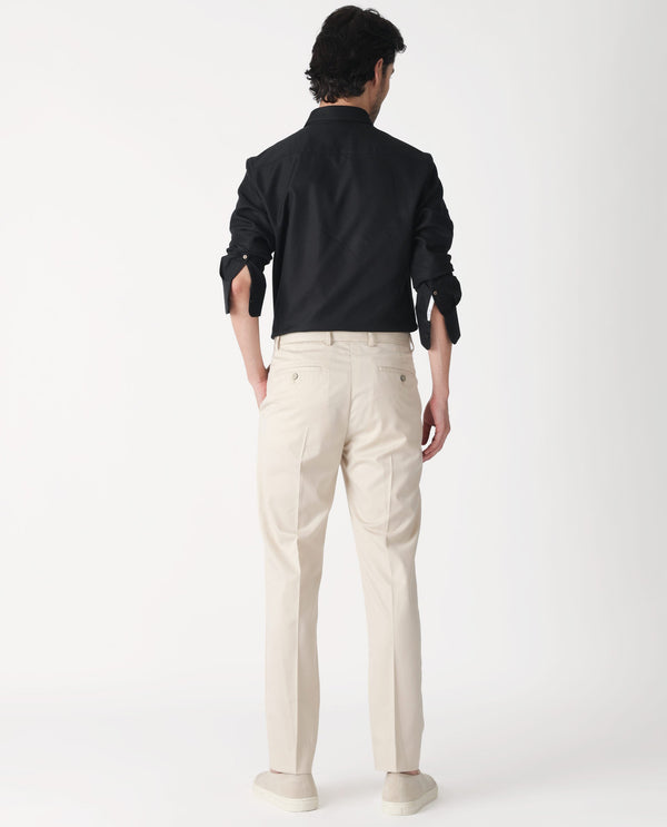 Rare Rabbit Men's Chamer Beige Solid Mid-Rise Regular Fit Cavalry Style Trouser