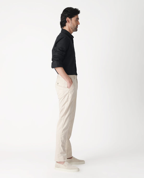 Rare Rabbit Men's Chamer Beige Solid Mid-Rise Regular Fit Cavalry Style Trouser