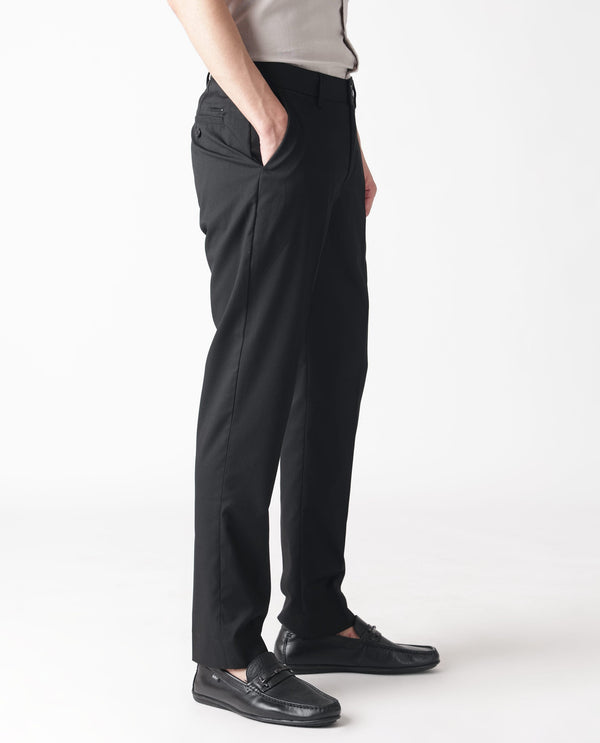 Rare Rabbit Men's Chamer Black Solid Mid-Rise Regular Fit Cavalry Style Trouser