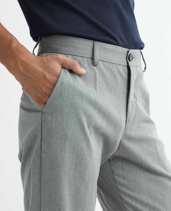 Rare Rabbit Men's Chamer Grey Solid Mid-Rise Regular Fit Cavalry Trouser