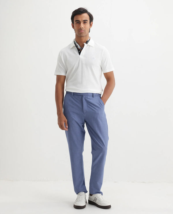 Rare Rabbit Men's Charles Off White Cotton Fabric Short Sleeve Regular Fit Plain Knitted Polo T-Shirt