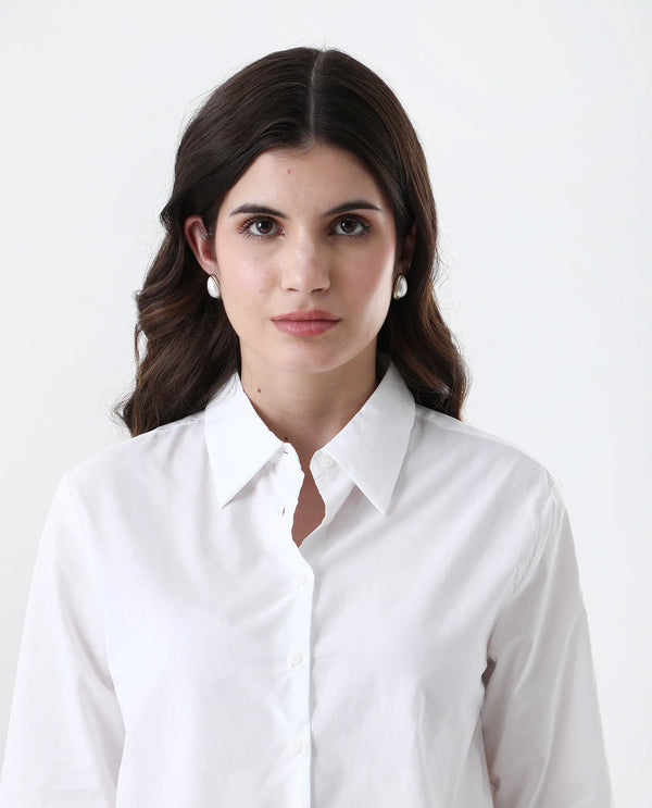 Rareism Women Charon White Cotton With Concealed Placket Shirt