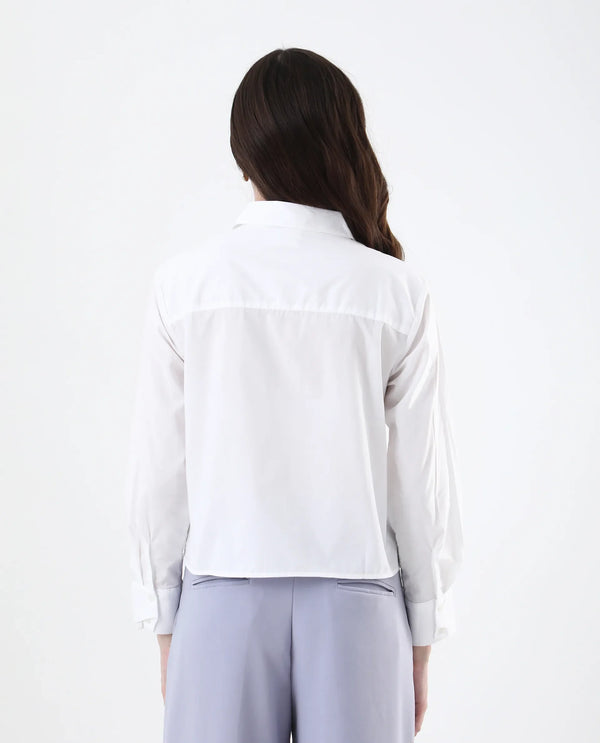 Rareism Women Charon White Cotton With Concealed Placket Shirt