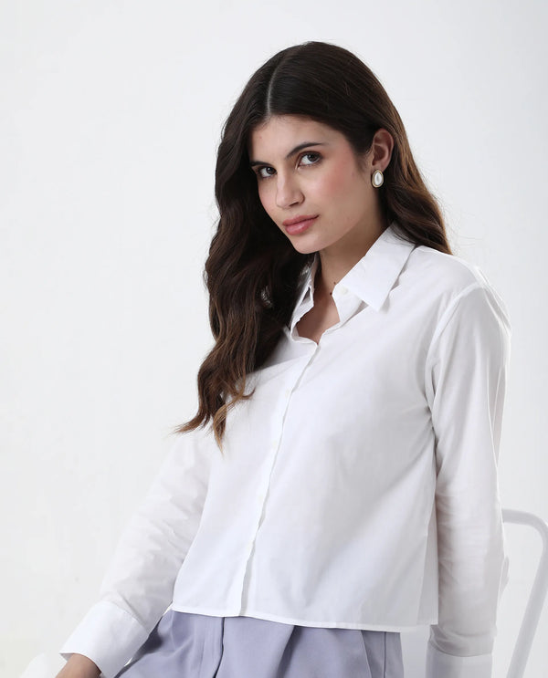Rareism Women Charon White Cotton With Concealed Placket Shirt