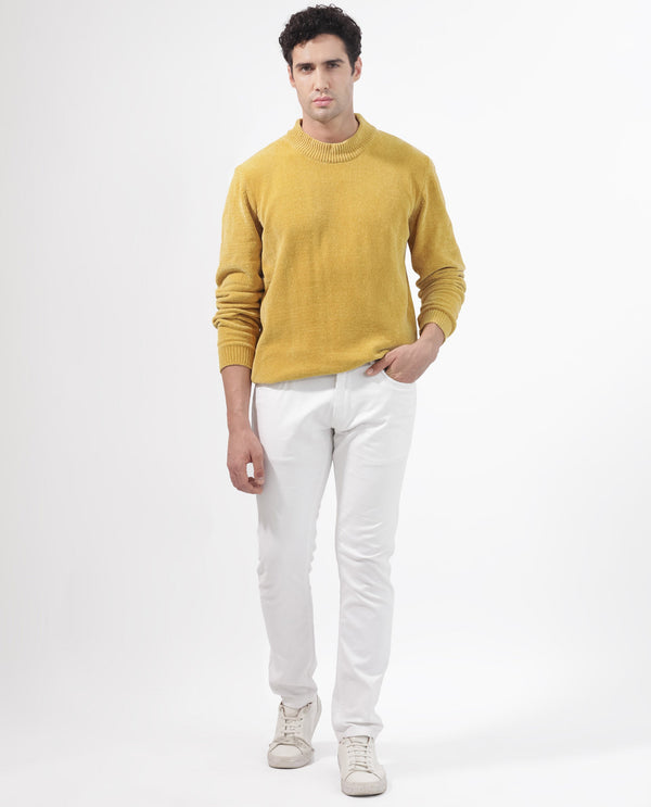 Rare Rabbit Mens Chenee Mustard Sweater Full Sleeve Crew Neck Solid