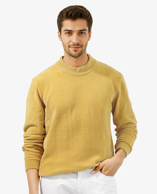 Rare Rabbit Mens Chenee Mustard Sweater Full Sleeve Crew Neck Solid