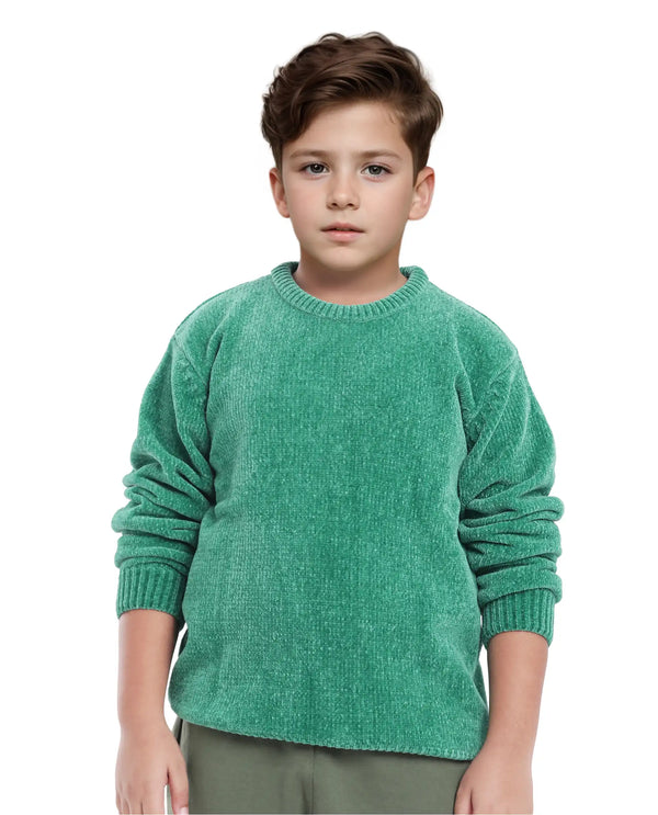 Rare Ones Kids Chenli Light Green Full Sleeve Solid Regular Fit Sweater