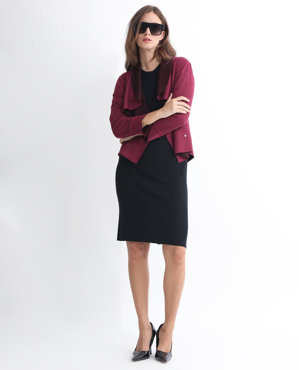 Rareism Women Cinnamon Pink Polyester Fabric Full Sleeves Cowl Neck Relaxed Fit Plain Jacket