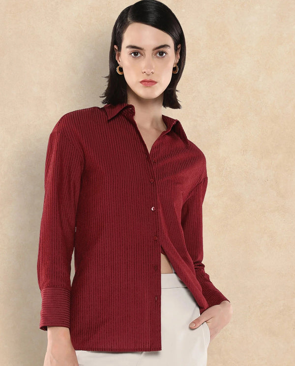 Rareism Women Cinthia Brown Plain Shirt
