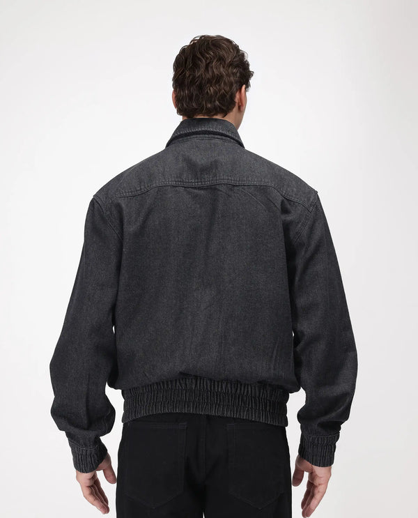 Rare Rabbit Men's Circe Black Cotton Fabric Full Sleeve Spread Collar Oversized Fit Plain Jacket