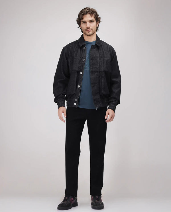 Rare Rabbit Men's Circe Black Cotton Fabric Full Sleeve Spread Collar Oversized Fit Plain Jacket