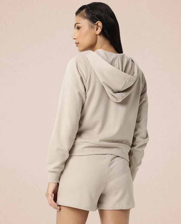 Rareism Women Ciri Beige Cotton Poly Fabric Relaxed Fit Solid Mid Rise Shorts