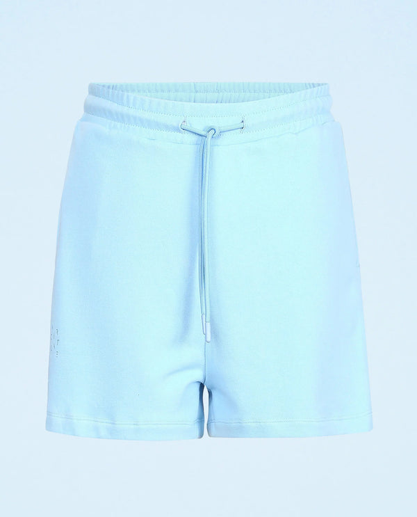 Rareism Women Ciri Blue Cotton Poly Fabric Relaxed Fit Solid Mid Rise Shorts