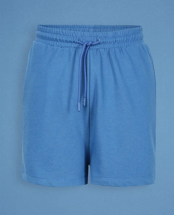 Rareism Women Ciri Petrol Cotton Poly Fabric Relaxed Fit Solid Mid Rise Shorts