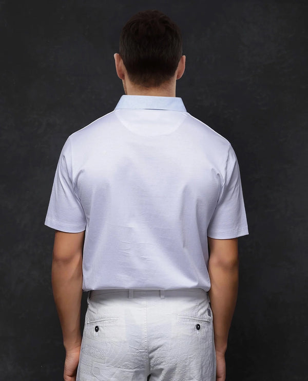 Rare Rabbit Men Clarence-1 White Short Sleeve Collared Neck Button Closure Plain Polo