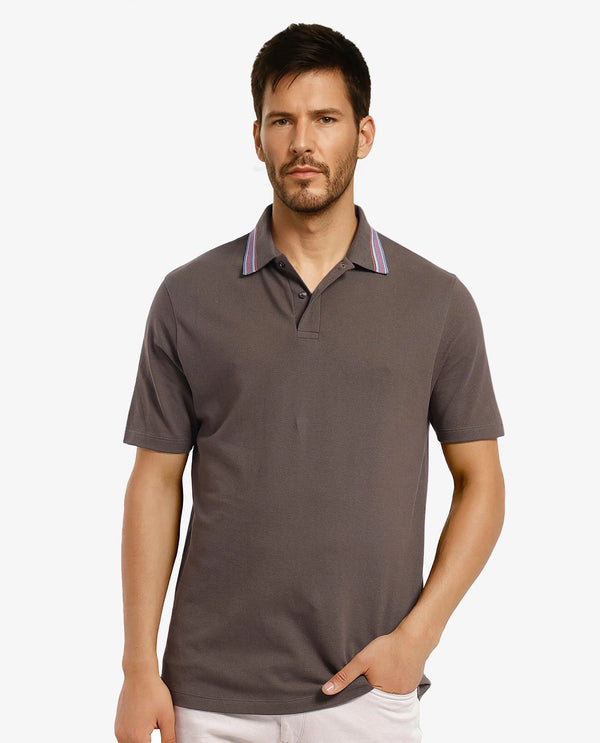 Rare Rabbit Men Clark Olive Short Sleeve Collared Neck Button Closure Plain Polo