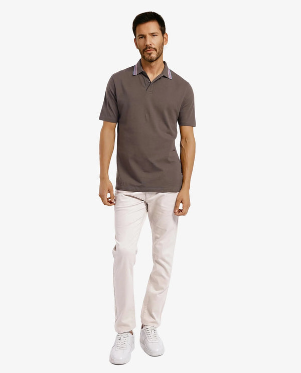 Rare Rabbit Men Clark Olive Short Sleeve Collared Neck Button Closure Plain Polo