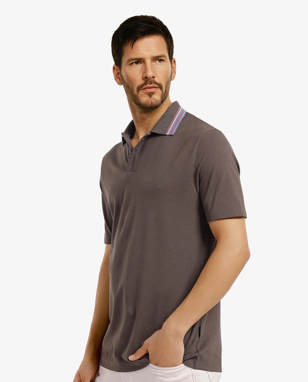 Rare Rabbit Men Clark Olive Short Sleeve Collared Neck Button Closure Plain Polo