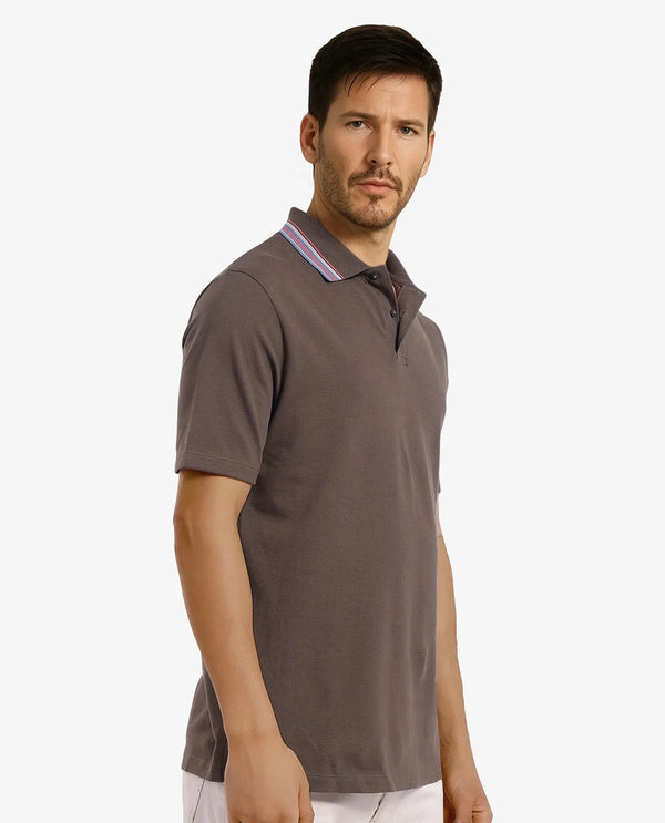 Rare Rabbit Men Clark Olive Short Sleeve Collared Neck Button Closure Plain Polo
