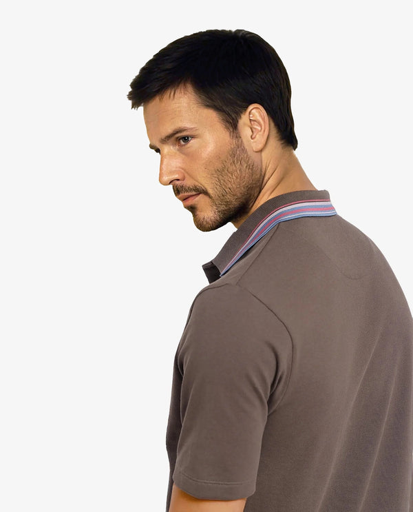Rare Rabbit Men Clark Olive Short Sleeve Collared Neck Button Closure Plain Polo