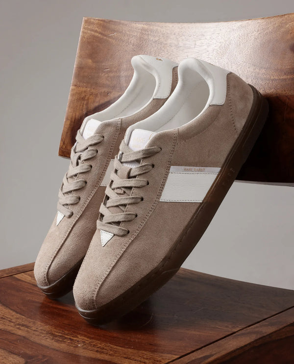 Rare Rabbit Men Classo Dark Beige Lace-Up Closure Sneaker