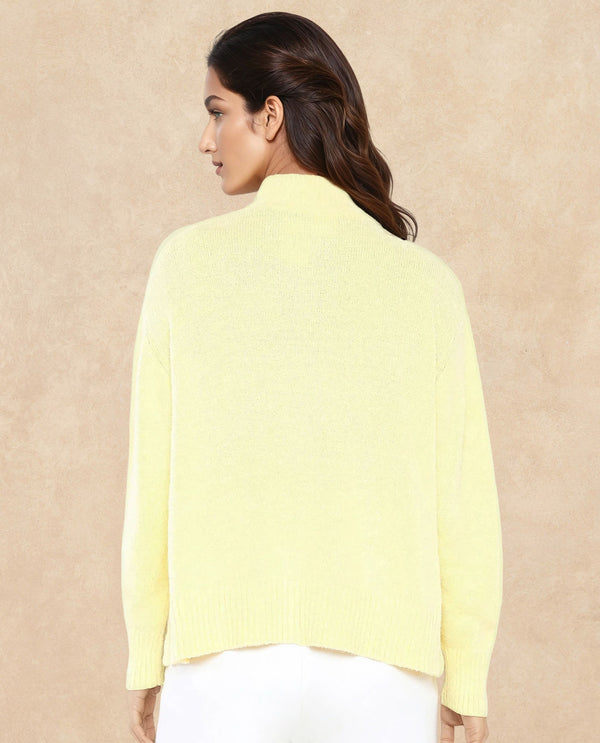 Rareism Women Clawdia Yellow Oversized Fit Plain Sweater