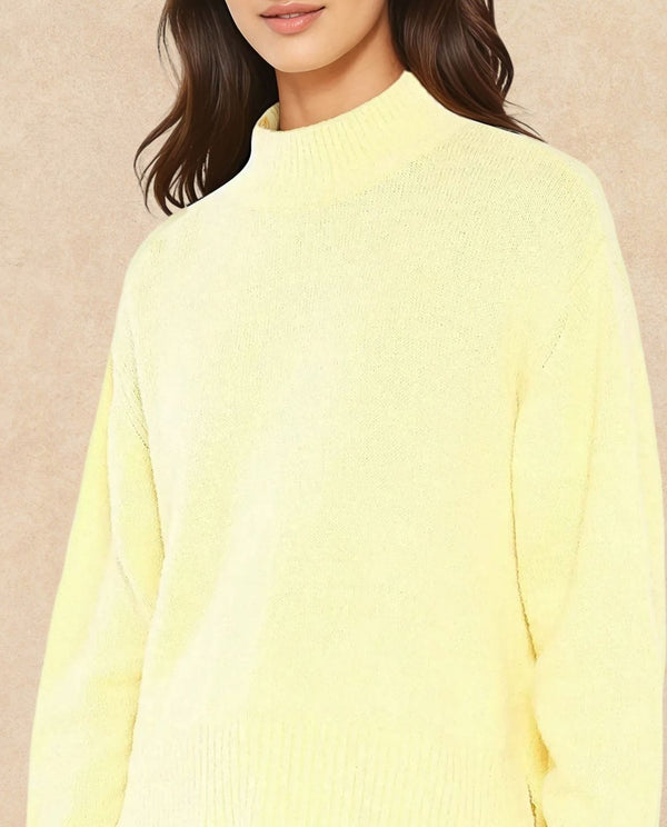 Rareism Women Clawdia Yellow Oversized Fit Plain Sweater