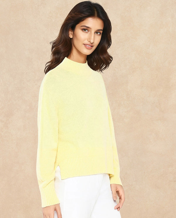 Rareism Women Clawdia Yellow Oversized Fit Plain Sweater