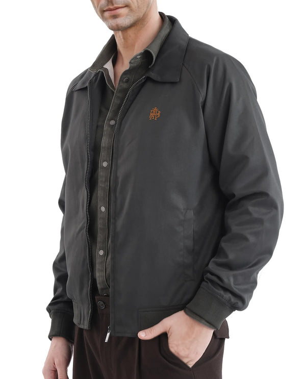 Rare Rabbit Men Clayon Olive Polyester Fabric Full Sleeve Embroidered Logo Spread Collar Solid Jacket