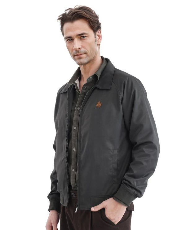 Rare Rabbit Men Clayon Olive Polyester Fabric Full Sleeve Embroidered Logo Spread Collar Solid Jacket