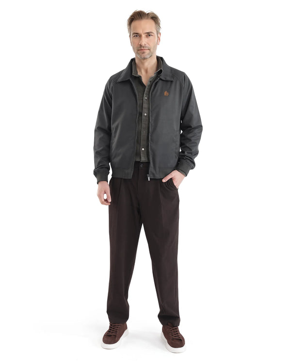 Rare Rabbit Men Clayon Olive Polyester Fabric Full Sleeve Embroidered Logo Spread Collar Solid Jacket