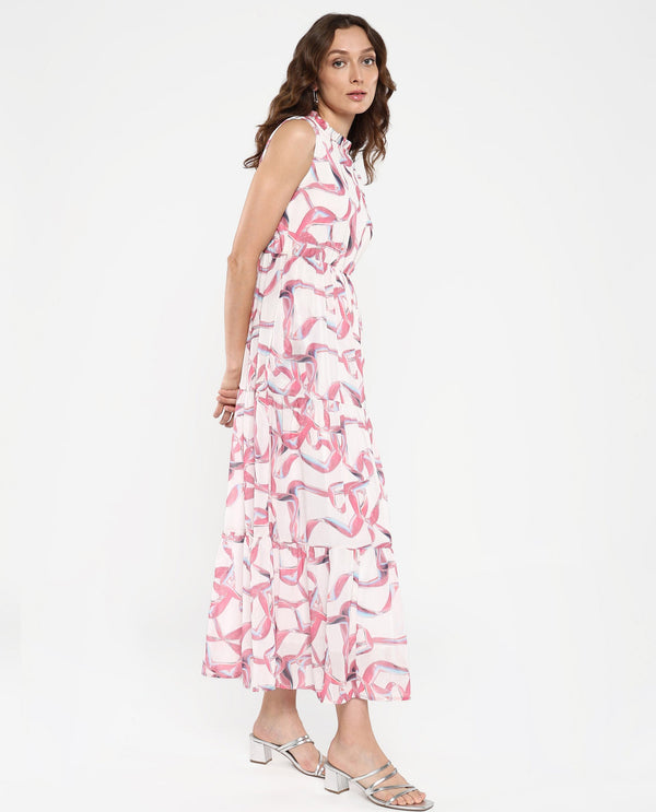 Rareism Women's Garp White Printed Dress